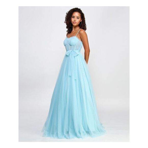 CITY STUDIO Womens Blue Lined Bustier-style Bodice Tie S Dress Juniors 3\4 - Picture 3 of 3